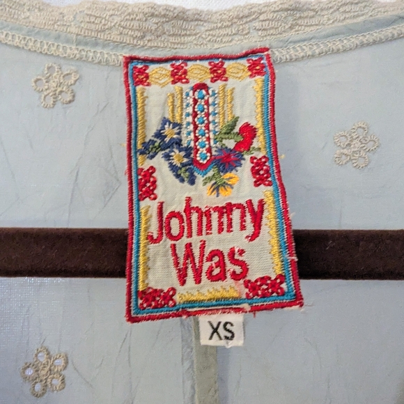 Johnny Was Light Blue and Beige Embroidered Tunic - Picture 2 of 5